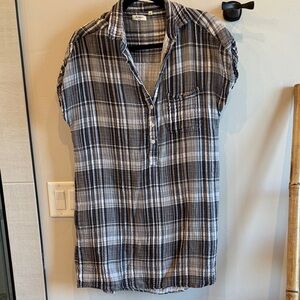 Dylan Black and Gray Plaid Casual Shirtdress size S
